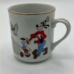 WALT DISNEY WORLD MICKEY MOUSE CHARACTER PARADE VINTAGE GOLD RIMMED MUG